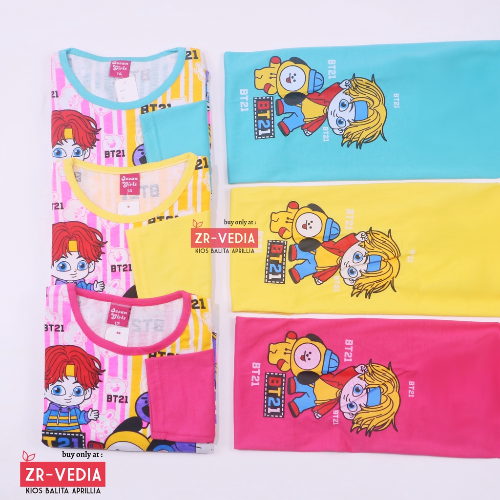 Piyama Anak Perempuan uk 5-10 Tahun / Baju Tidur Disney Import Kaos Karakter Lengan Celana Panjang