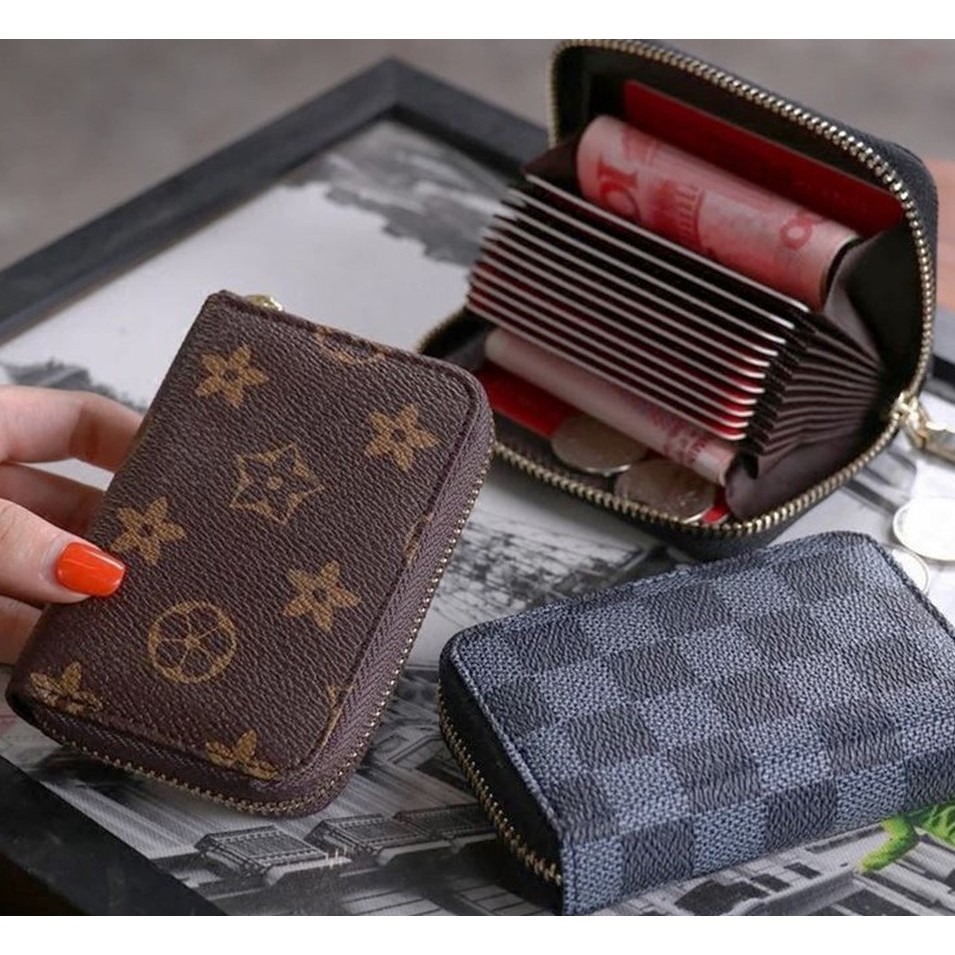 [AA] Dompet Mini Motif Catur Damier - LV - GD - Dompet Kartu Wanita Motif Resleting Multifungsi ...