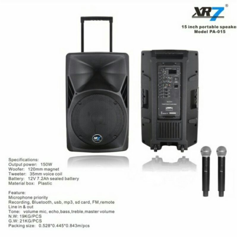 Speaker Portable XR7 PA 015 ORIGINAL 150watt 15inch XR7 PA 015 TERBAIK