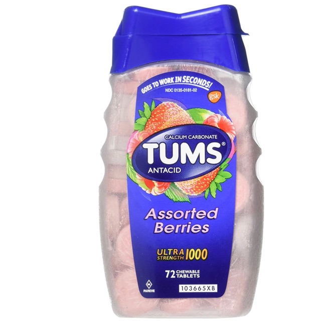 Ready stock Tums Ultra Strength 1000 Antacid, Assorted Berries obat sakit maag Produk asli USA