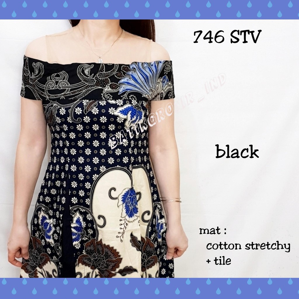 DRESS 746STV# DRESS BATIK FLARE BAHAN KATUN STRETCHY