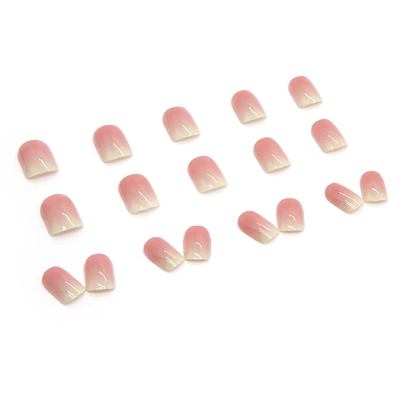 24pcs / Kotak Kuku Palsu Bentuk Kotak Warna Gradasi pink smudge R545