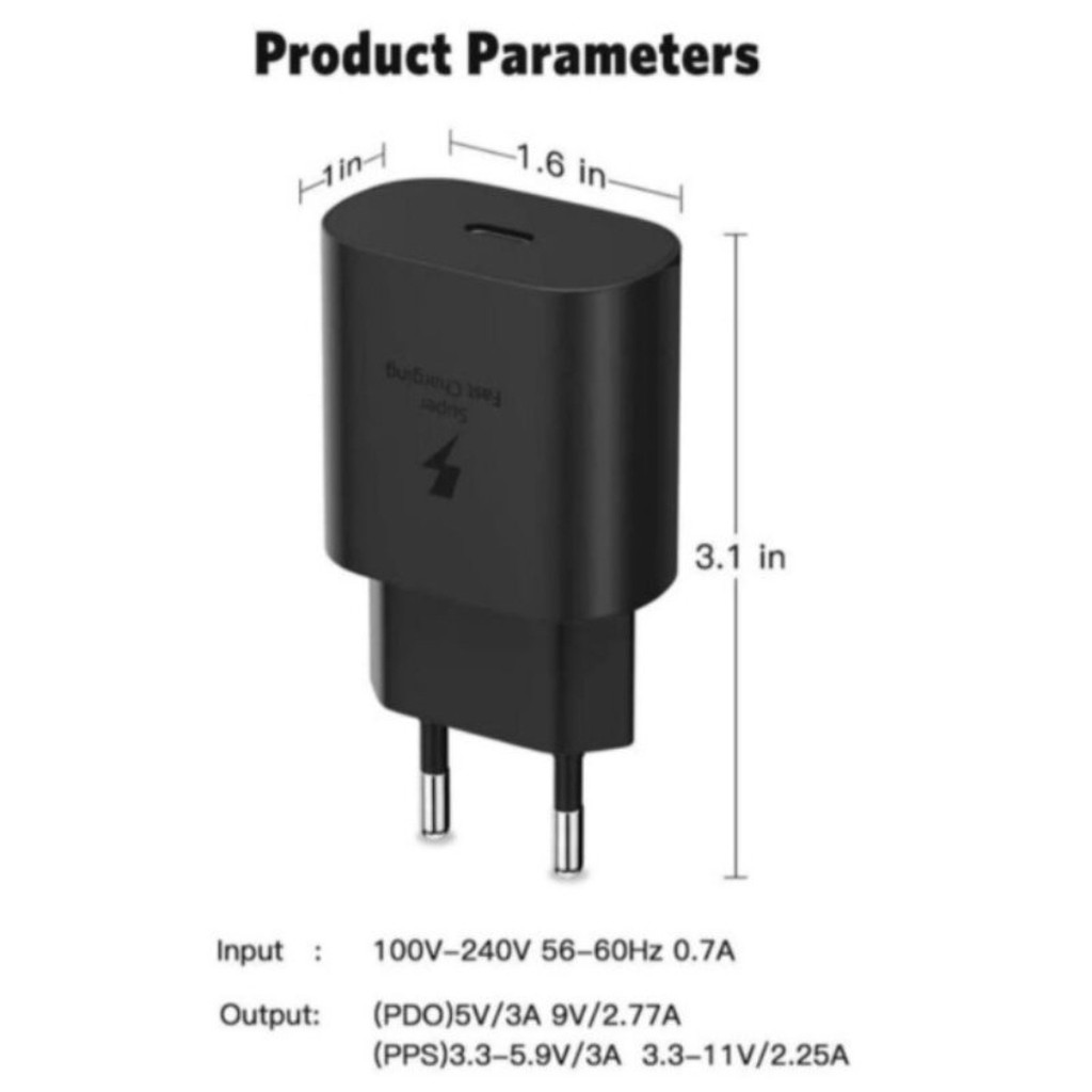 Batok Kepala Charger PD Samsung 25W 45W Super Fast Charging Note 10 20 S21 Ultra Z fold 2 3 4 Z flip 3 4 S21 FE S22 S23 Ultra A33 A53 A73