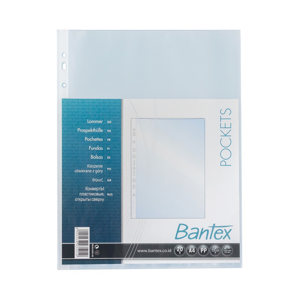 

[BMS Bekasi] Bantex Sheet Protector / Pockets PP Anti Glare Isi 20 Lembar Ukuran A4 - RB2035EW08
