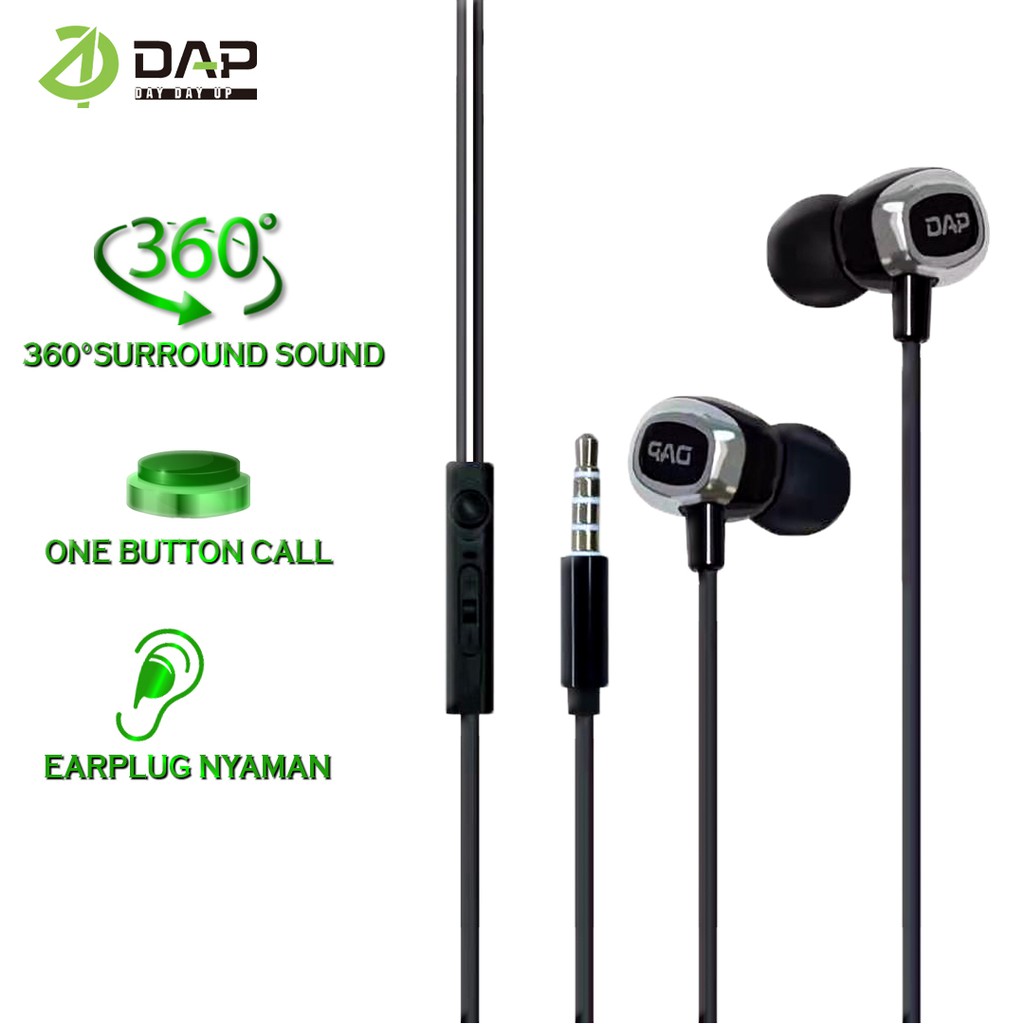 Headset DAP DH-F13 Wired Headset Wired Earphone Stereo Earbuds Android iPhone Original - Garansi 1 Tahun-0