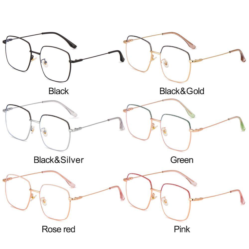 R-flower Vintage Square Kacamata Anti-Letih Spectacles Perlindungan Radiasi Diamond Frame Eyewear