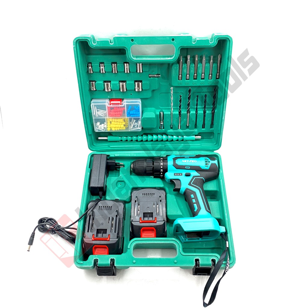 NRT-PRO DC-340 Set 26 Pcs Cordless Impact Drill 20 V Bor Baterai Beton