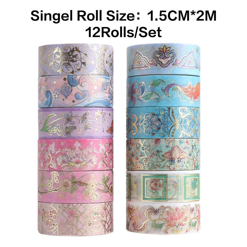 Top 12Roll/Set Washi Tape Sastra Kualitas Tinggi Kreatif Kecil Segar Kreatif Alat Tulis INS DIY Bahan