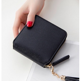 DOMPET MINI - Dompet Pendek Fashion Wanita Dompet Kecil Rumbai Korea Wanita Dompet Ritsleting Persegi Sederhana Dompet Koin Wanita Dompet Lucu