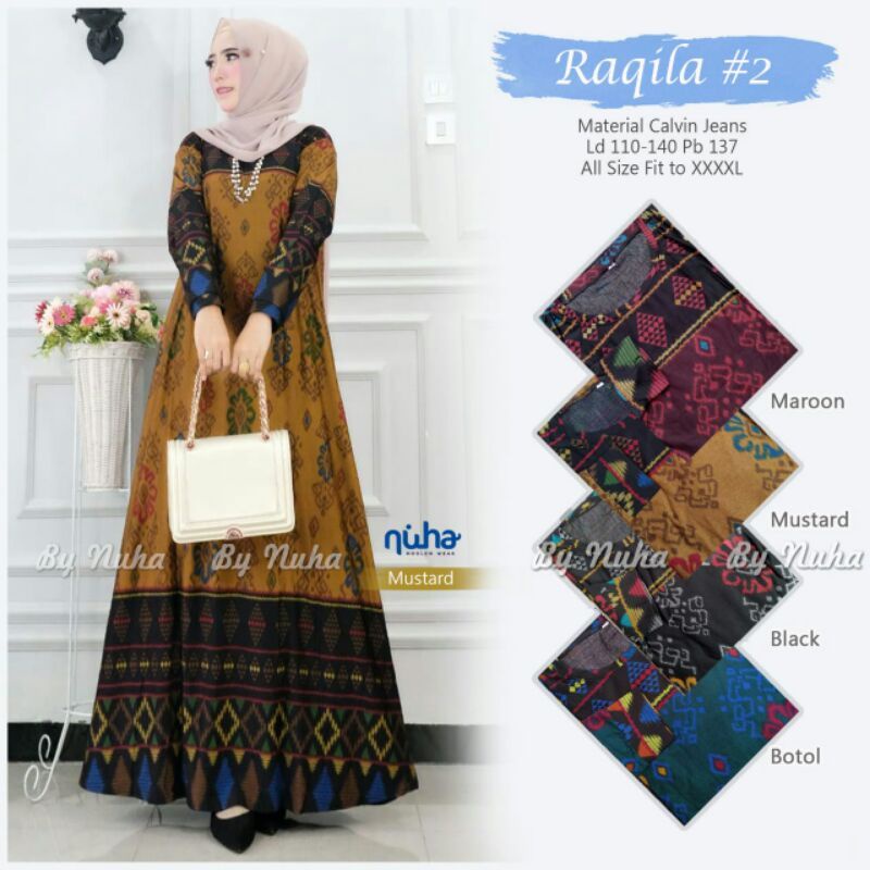 Raqila Dress - LD100-110 / Gamis Calvin Jeans Terbaru BATIK / Toraja Maxy / R.24 - 022-5999 / R.24 - 023-5465