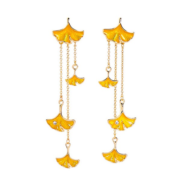 LRC Anting Tusuk Fashion Drip Leaf Earrings F52125