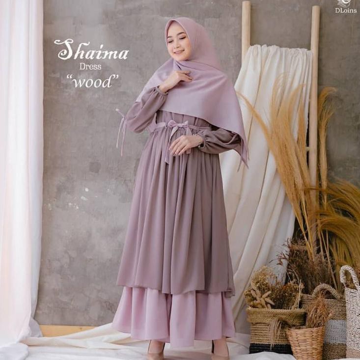 Wow keren, shaima dress couple gamis kekinian set anak gamis dua layer