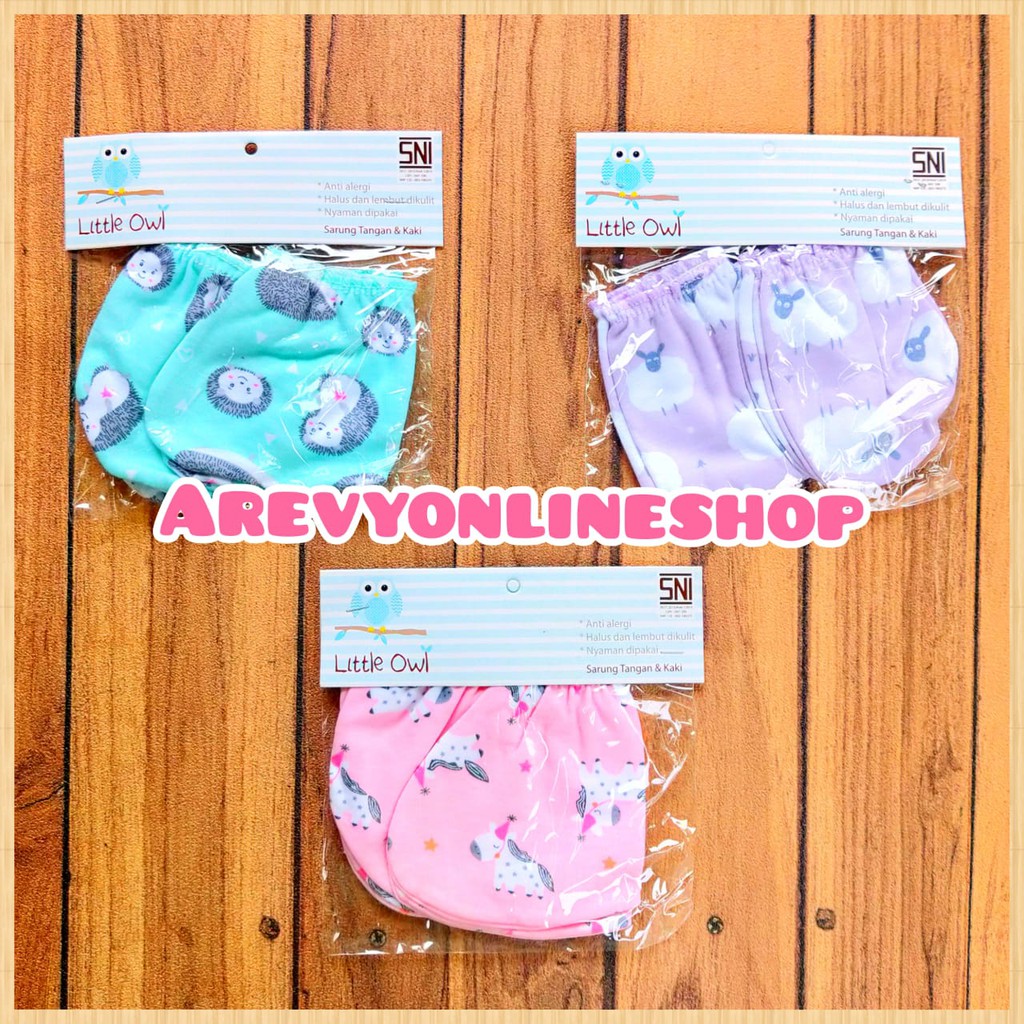 Little Owl - Sarung Tangan Bayi Kaos Kaki Baby Newborn 3 Pasang STK Mittens &amp; Booties Sartaki Bayi Perlengkapan Bayi Baju Bayi