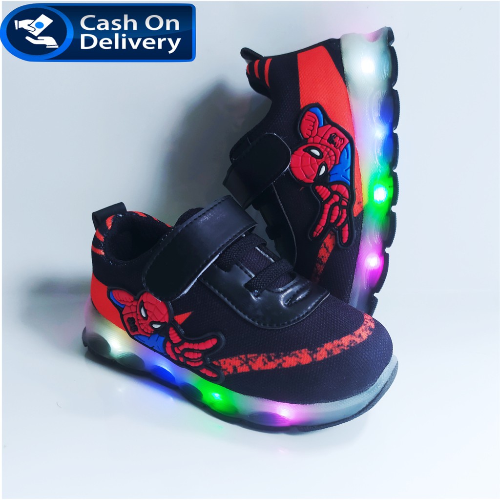 Sepatu Sneaker Anak Laki-laki LAMPU LED SPIDERMAN -TERKEREN DAN TERLARIS