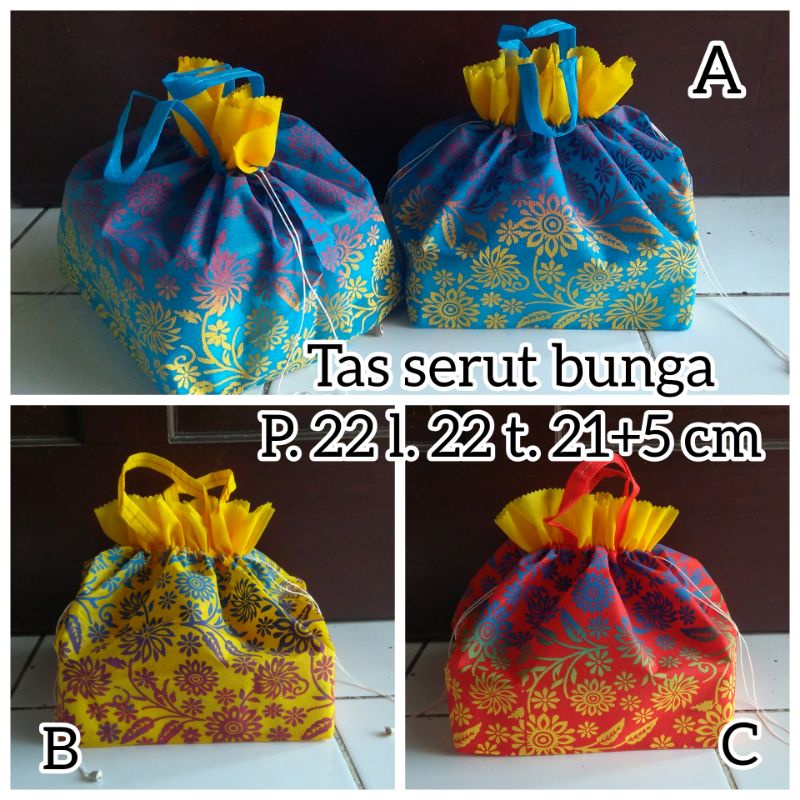 tas serut bunga 22x22x27 utk hajatan / nasi kotak / kue / tumpeng mini / bento murah