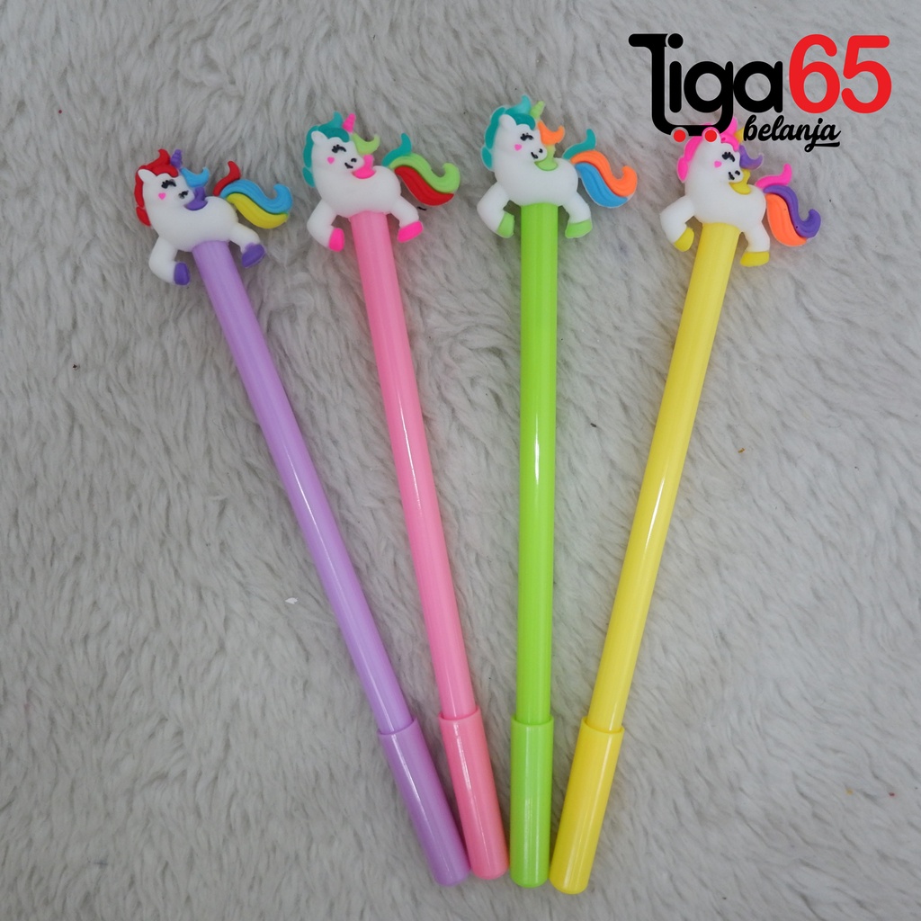 365 GEL PEN #41155 Pulpen Gel Glitter Bahan Rubber Karakter