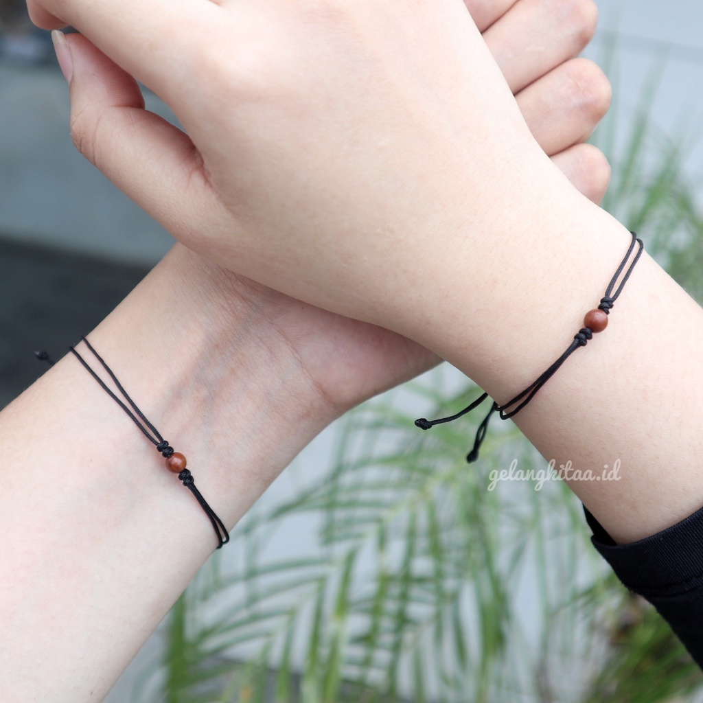 Gelang Tali Giok Cina  Kayu Vintage Kaokah/kokka - Gelang Manik Kaokah/Kokka 100% Asli - Gelang Simple Tali Tipis - Cocok Untuk Couple