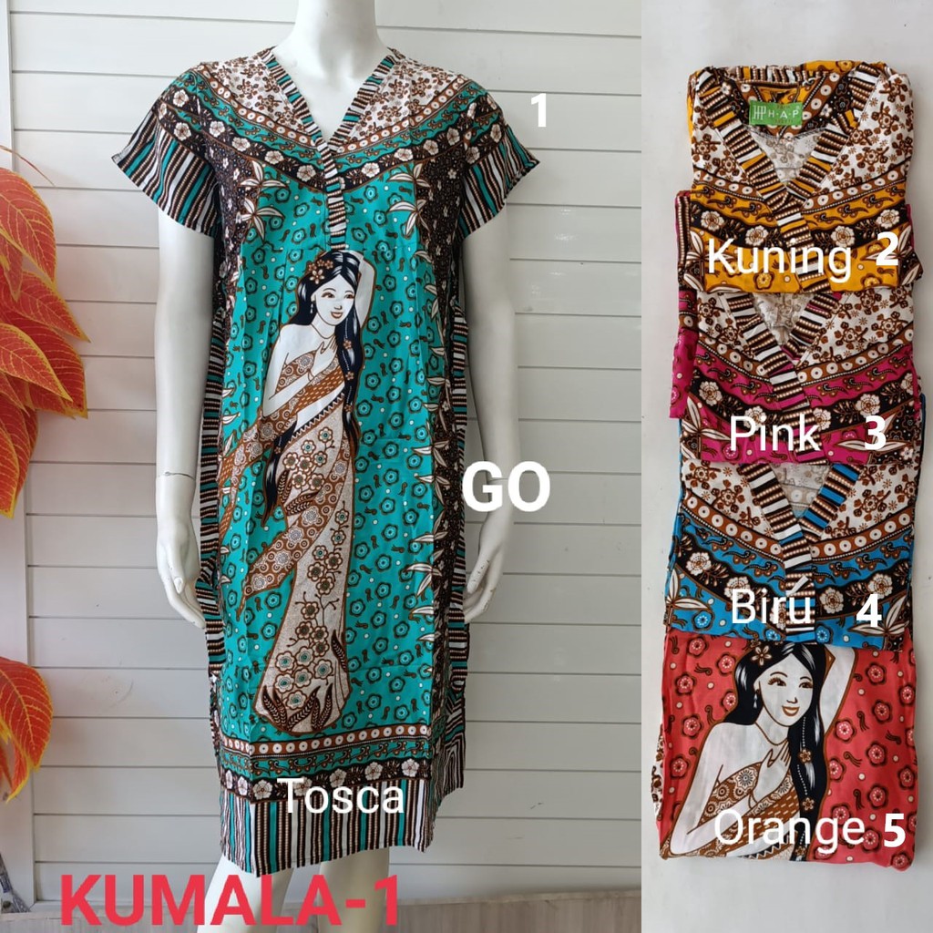 gof DASTER KUMALA HAP BATIK  Lengan Pendek Tali Belakang Dress Wanita Modern