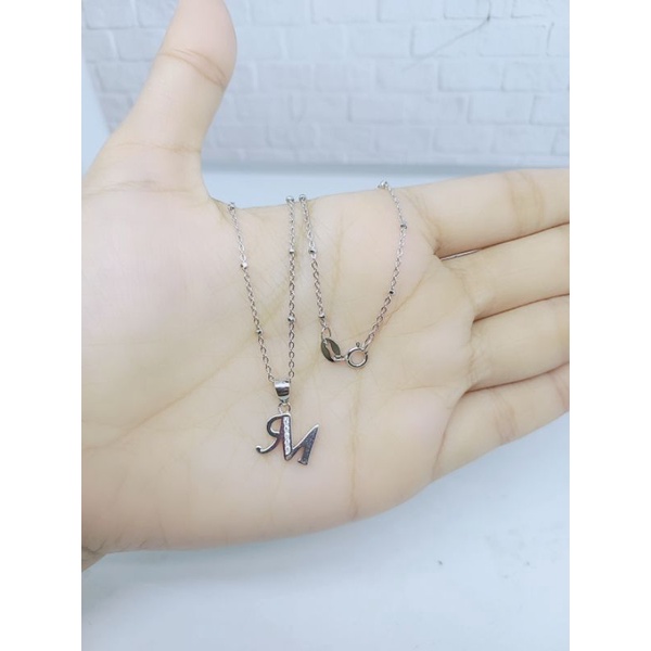 KALUNG RANTAI JEDAR + LIONTIN HURUF/ KALUNG PERAK ASLI SILVER 925 LAPIS EMAS/KALUNG FASHION WANITA TERBARU