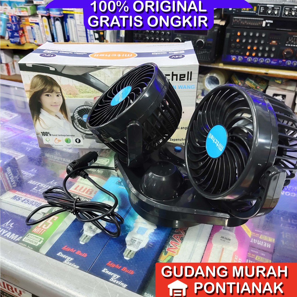 Kipas Angin Mobil SWING BISA GELENG UKURAN JUMBO 5 in HX-T515 /516 pendingin DC 12 / 24Volt Mitchell