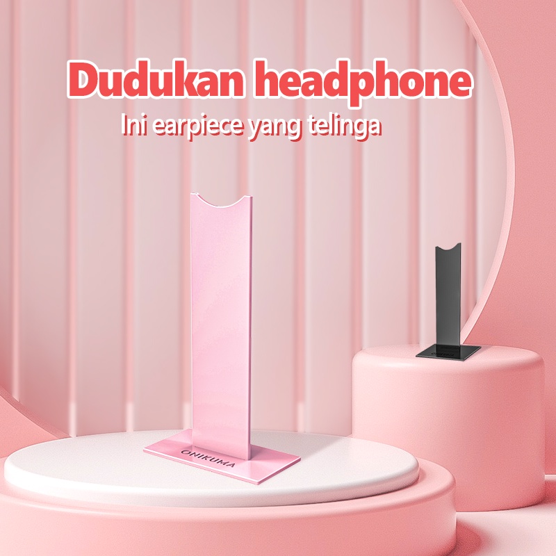 Onikuma ST-1 Pink Portable Gaming Headset Stand untuk Gamer PC Game Aksesoris Desktop Headphone Stand