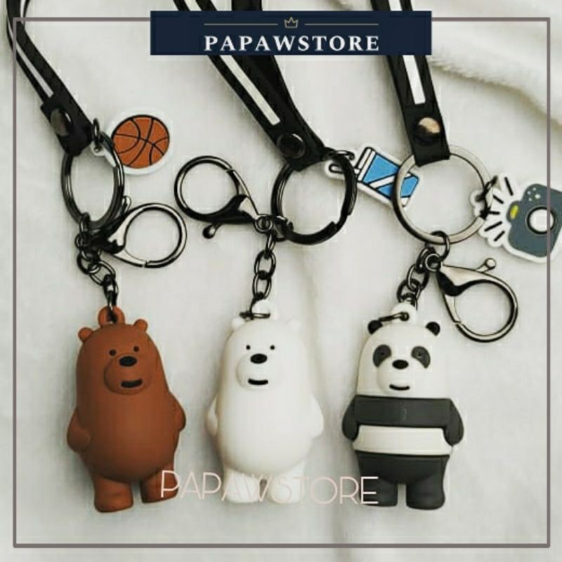 Gantungan Kunci Tas WBB "We Bare Bear" Sports Beruang Lucu Murah