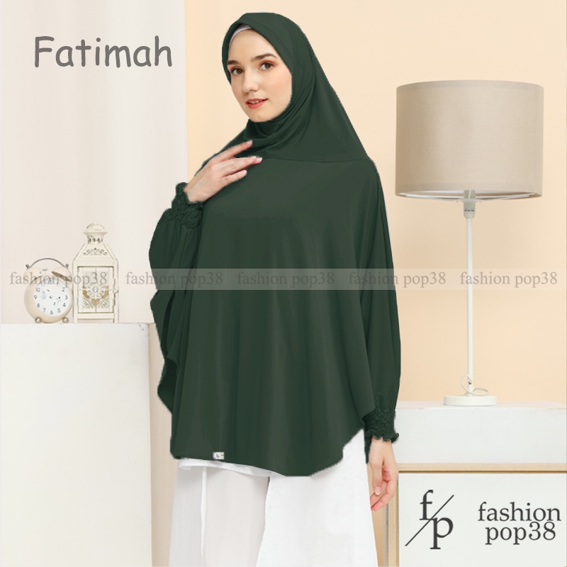 ORIGINAL khimar Fatimah Bergo lengan jilbab kombinasi tangan Bahan GOOD JERSEY-army