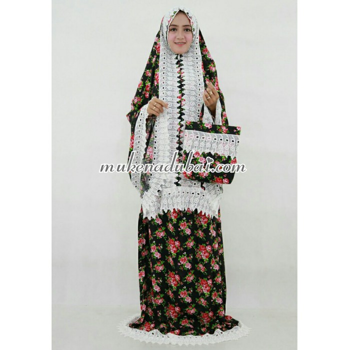 NEW MT MUKENA DIAN SASTRO DISTRO KATUN RAYON ADEM MOTIF BUNGA TERBARU HITAM
