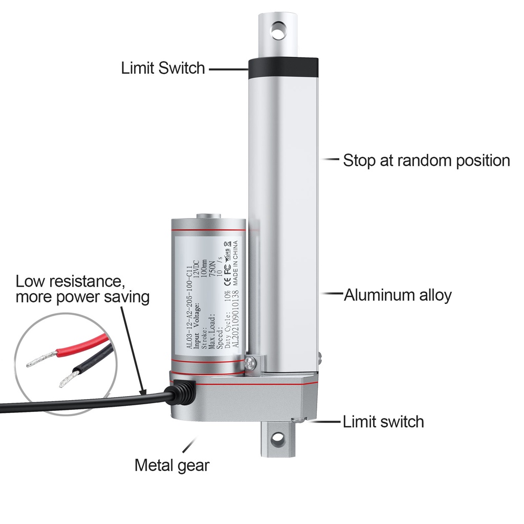 ⚡⚡Hidrolik Elektrik Linear Actuator Putter Electric putter Actuator Linear Motor Moving Stroke Linier Aktuator 12V DC 900N/1500N Kerro