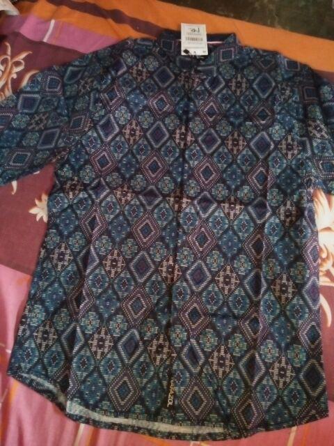 Kemeja Batik Pria Lengan Panjang Long Navy Batik Diamond Murah 4543