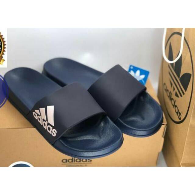 Sandal Adidas Slide Navy White Logo 