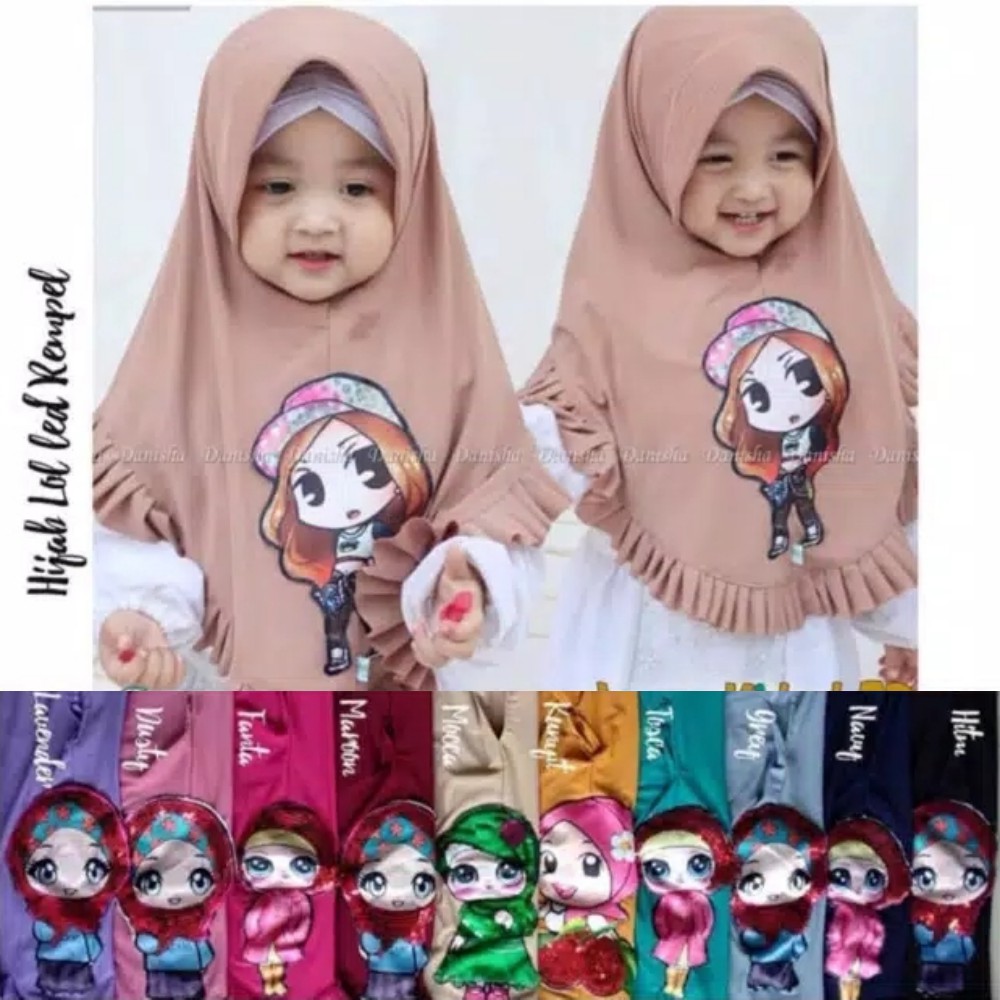 Alny Hijab - Jaman Now Hijab Anak Led bisa Nyala Rempel Kids Led Jersay Airis Hijab Kids