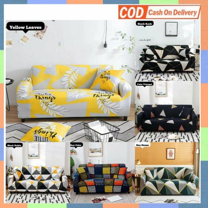 COVER SOFA 1 2 3 SEATER SARUNG SOFA MOTIF SARUNG SOFA ELASTIS