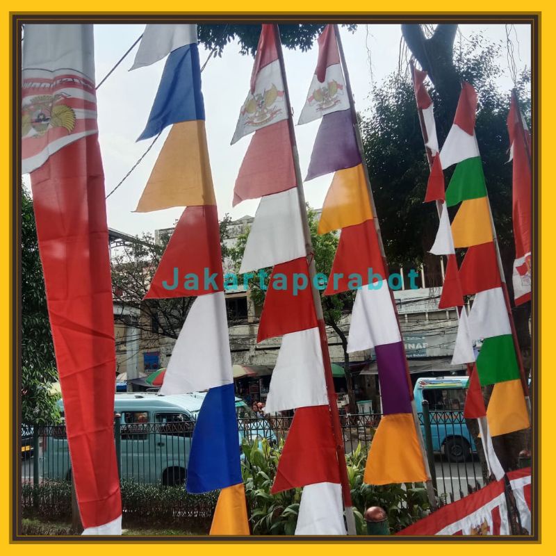 Benduera Umbul Umbul Meurah Putih / Bendera Umbul Umbul Warna Warni / Umbul Umbul Zig Zag / Bendera Merah Putih 17 Agustus