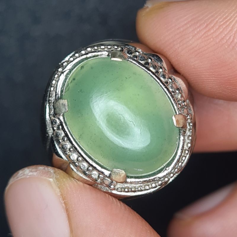 Natural Serpentine Cincin Batu Serpentin Hijau XA033