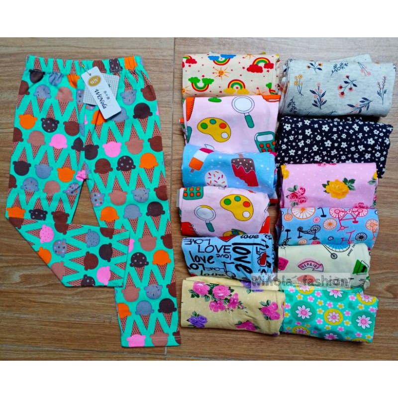 Legging Anak Cewek Motif Umur 1-10 Tahun Bahan Katun - DEZARANO