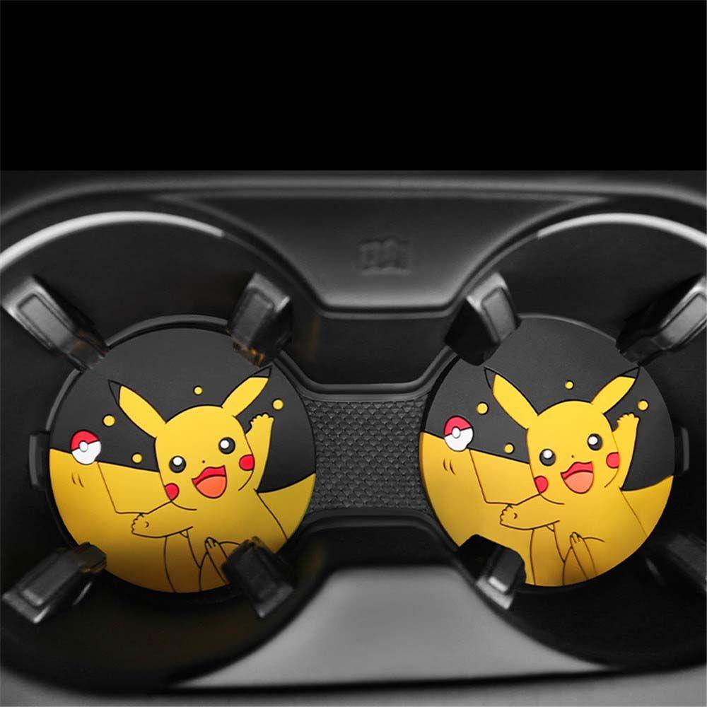 [Elegan] Pikachu Cup Pad Anti Slip Kawaii POKEMON Ornamen Mobil Transparan Cup Holder Water Cup Slot Pad