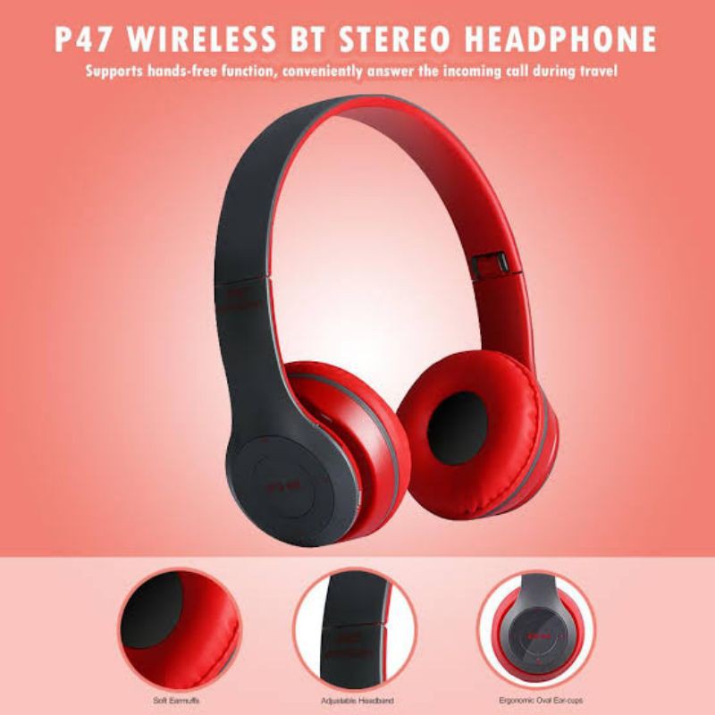 Headset wireless super mega bass/ earphone bluetooth big bass [P-47] series