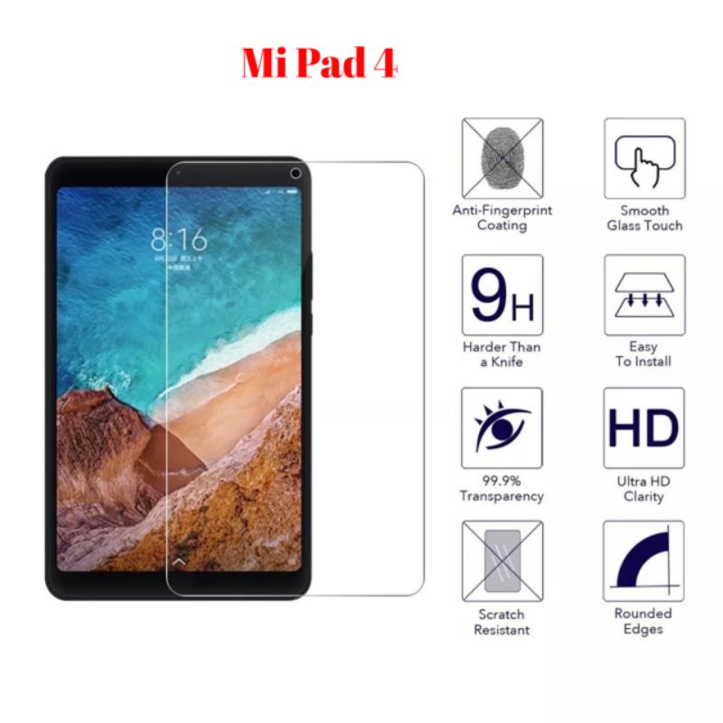 Tempered glass tab Xiaomi Mi Pad 4 Antigores Bening Screen Guard protector TG pelindung layar kaca Clear Transparan