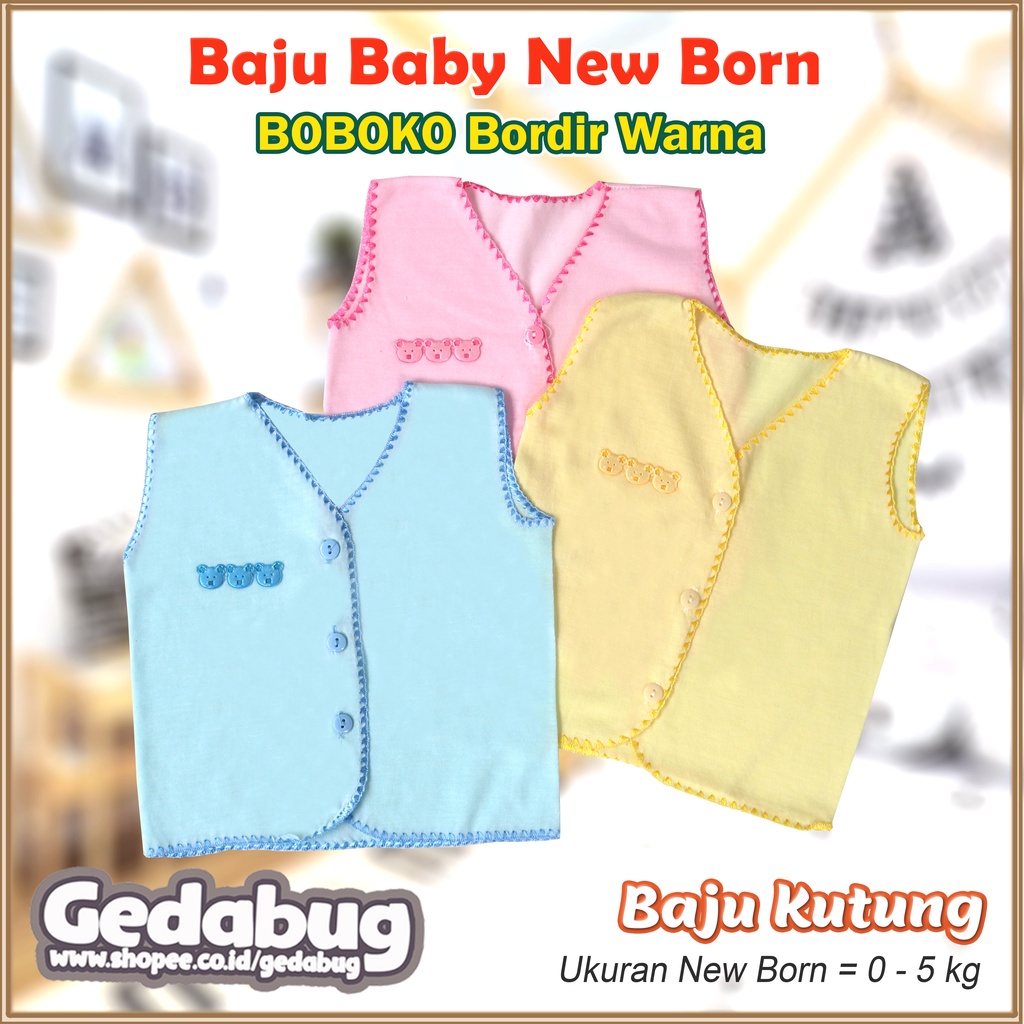 6 Pcs - Baju BOBOKO Bordir Warna KUTUNG | Pakaian Bayi Murah | Size New Born