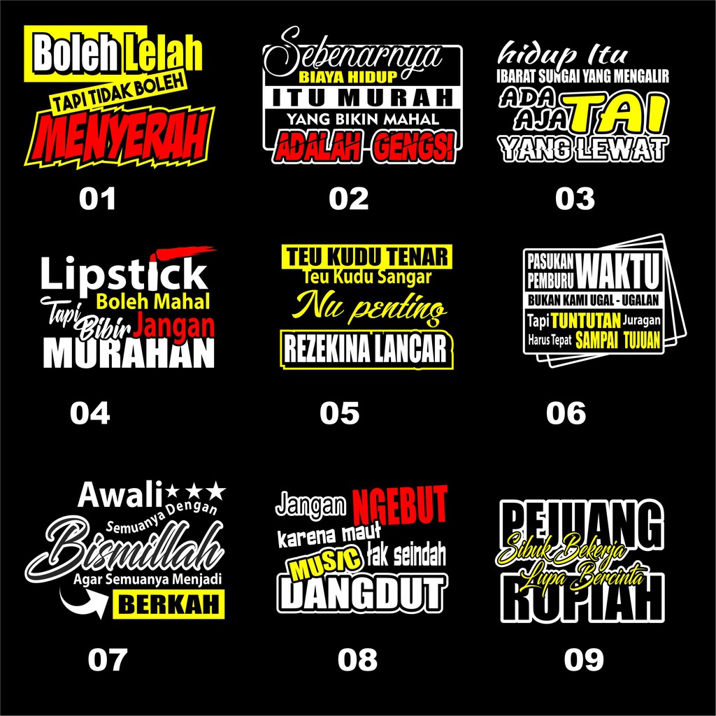 STICKER SKOTLET STIKER KACA PINTU/KACA/BODY MOBIL TRUCK/PICK UP/L300 KATA KATA KACA part 1