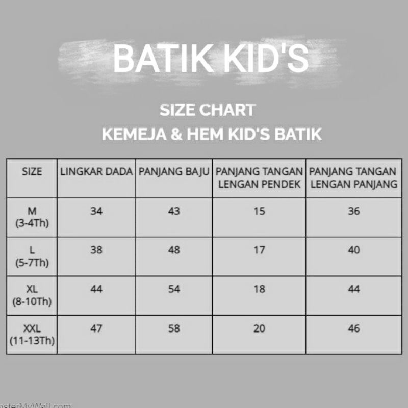 Kemeja Batik Anak Laki Laki M L XL XXL Baju Batik Anak Lengan Panjang Seragam Batik