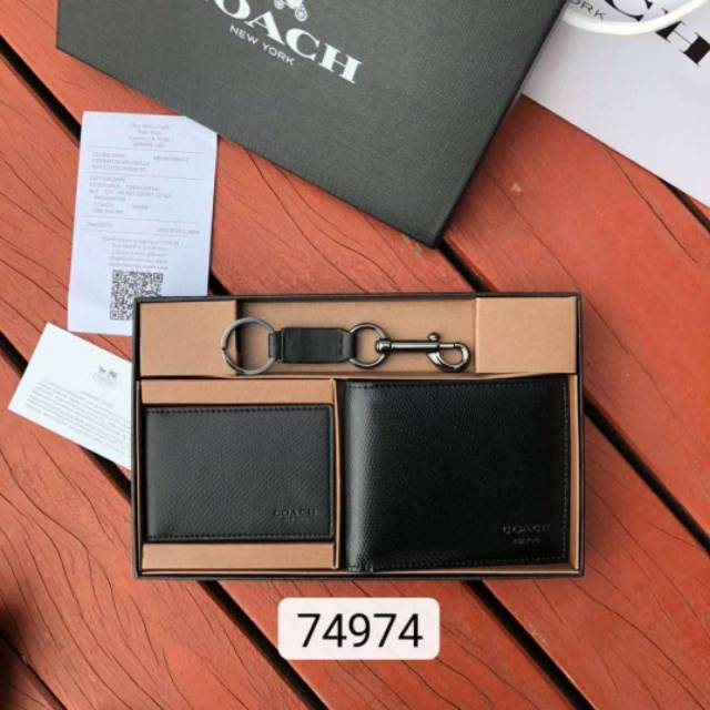 Coach Men Double Billfold Wallet Signature Canvas