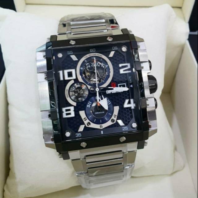 Expedition E6757 original jam tangan pria silver blue navy