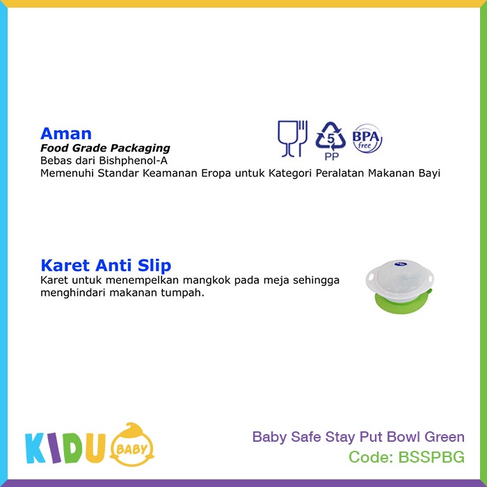Baby Safe Stay Put Bowl Mangkok Anti Slip Mangkok Makan Bayi Perlengkapan Makan Bayi dan Anak Kidu Baby