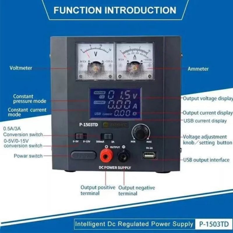 Tools Alat Servis HP ; Power Supply Digital Original Sunshine P1503TD / P-1503TD - Alat Servis Test &amp; Repair &amp; Servis HP