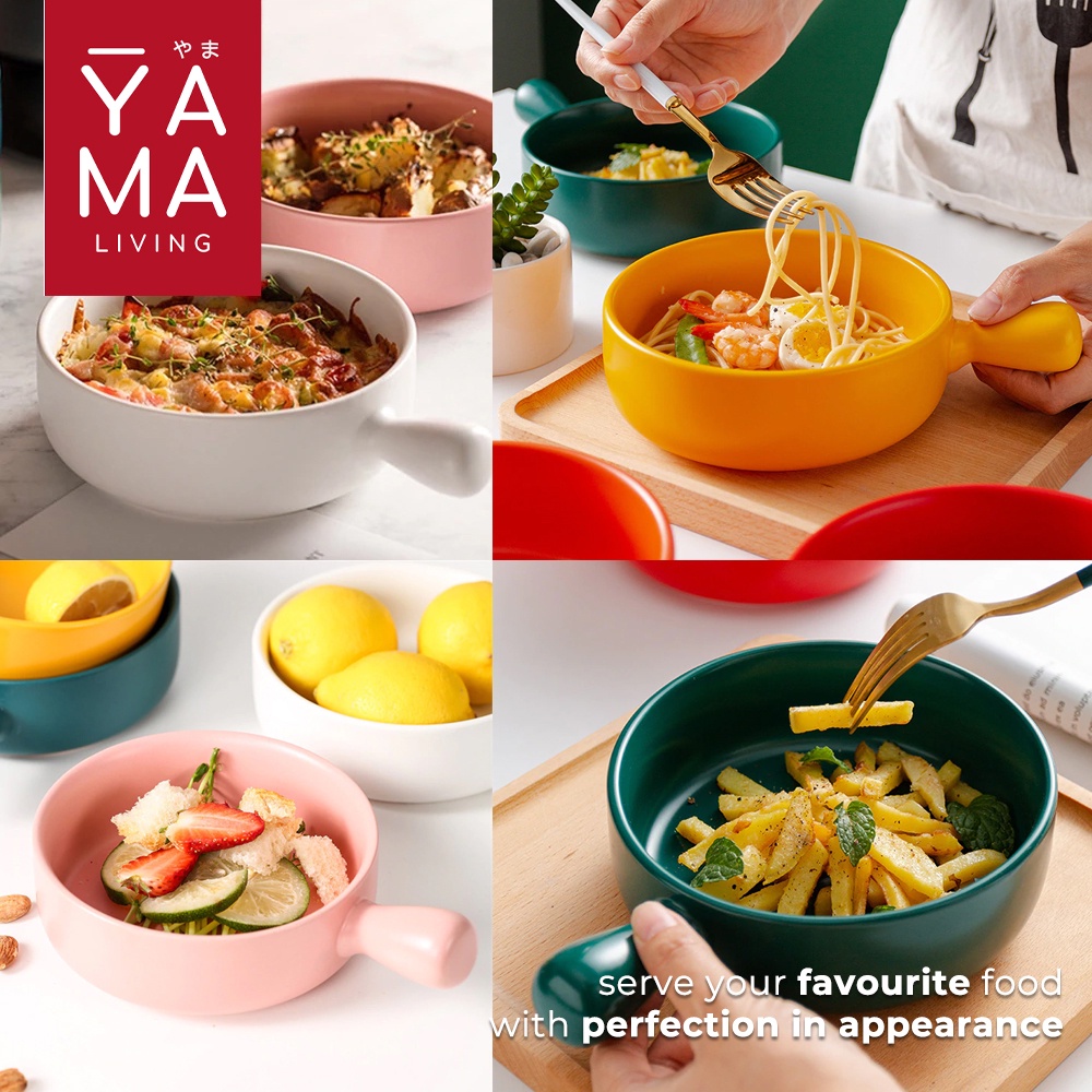 YAMA HANA Nordic Ceramic Bowl Mangkuk Bulat Piring Saji Keramik Porcelain Mangkok Soup Mie Salad