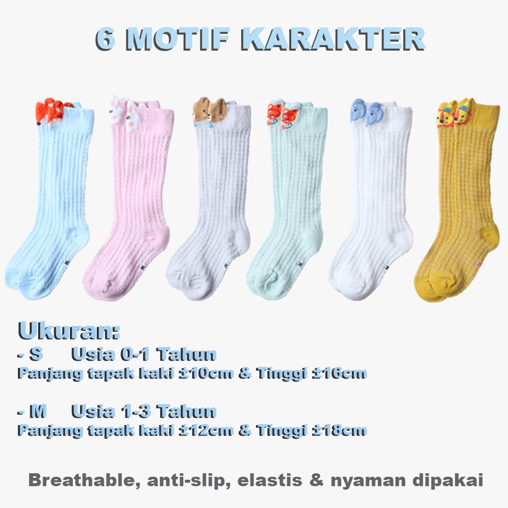 BRGUNIK Kaos Kaki Anak Bayi Zoo Import Kaos Kaki Bayi Koas Kaki Panjang Bayi R305 KK008