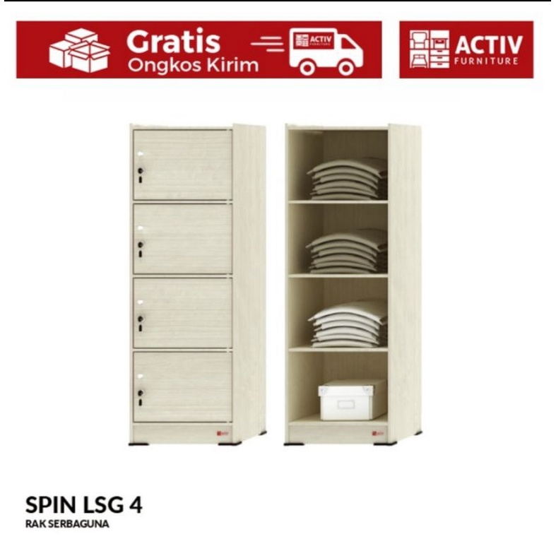 Loker serbaguna 4 susun / lemari serbaguna 4 pintu / loker kayu / loker kayu kunci / lemaribuku 4 pi