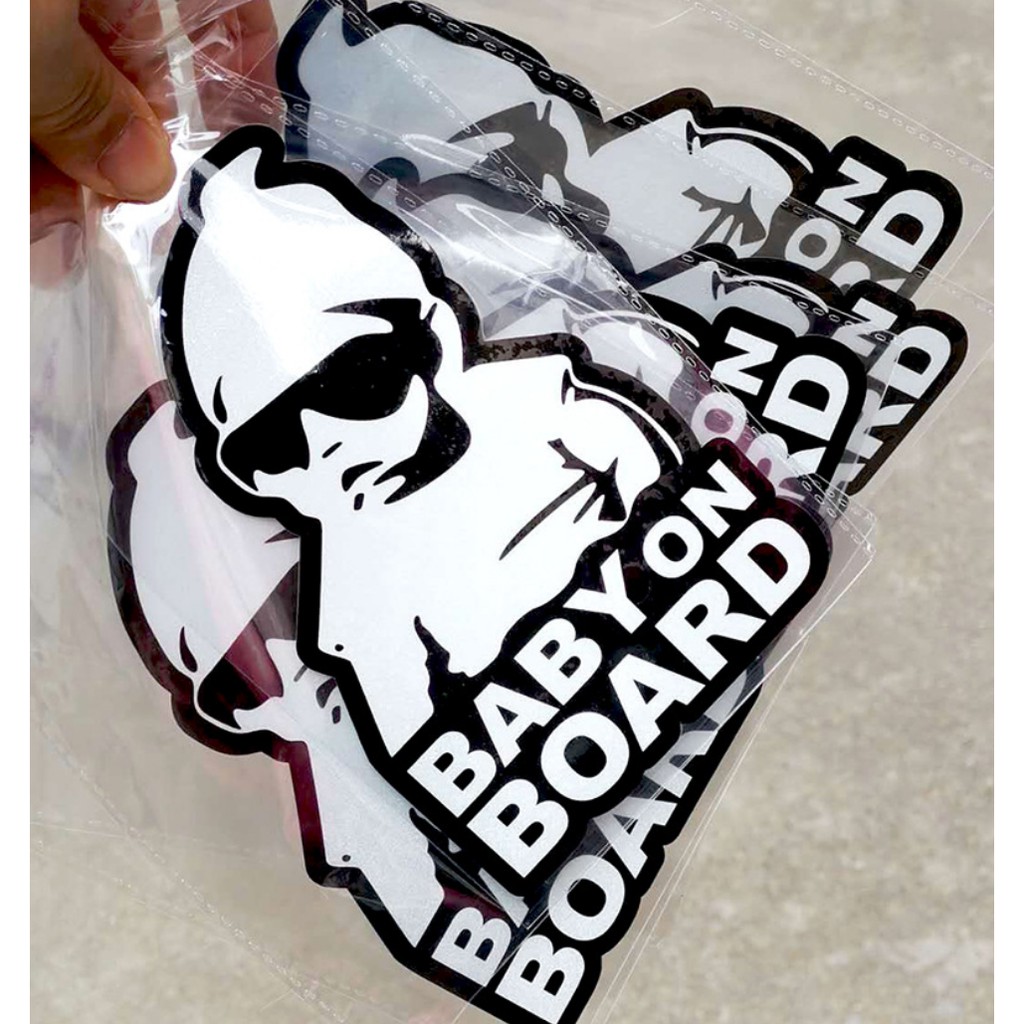 Tempelan Stiker Mobil Cool Baby on Board Reflector Kualitas Import